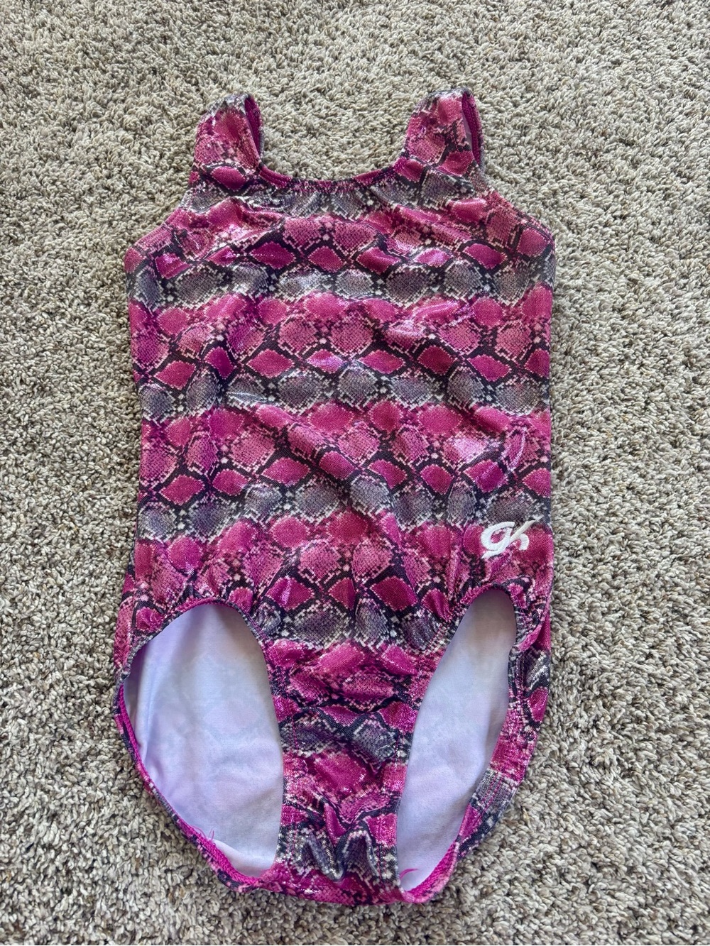 Girls GK Pink Snakeprint shimmery Leotard with Logo